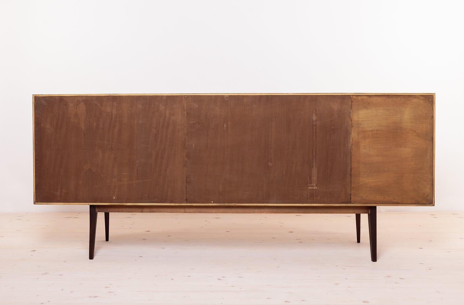 Vintage Midcentury Sideboard: Edmondo Palutari Design, Teak Wood & Brass Details 2