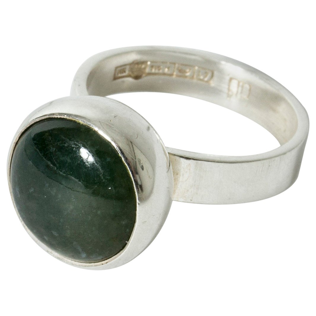 Vintage Midcentury silver and aventurine ring, Heikki Kaksonen, Finland, 1964