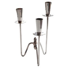 Vintage Midcentury Silver Plated Candelabra. Denmark, C.1950