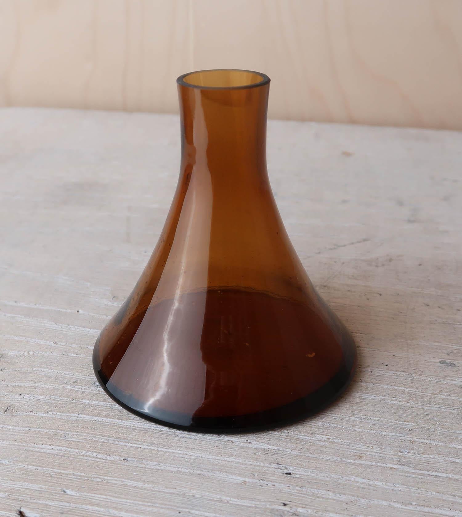 English Vintage Midcentury Small Amber Glass Vase