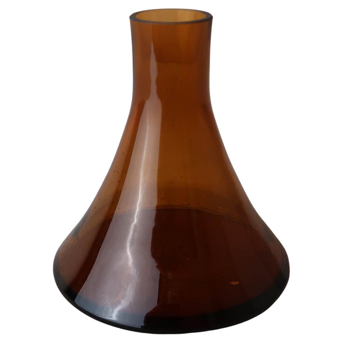 Vintage Midcentury Small Amber Glass Vase