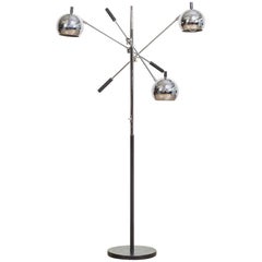 Vintage Midcentury Sonneman (Attributed) Triennale Three Orb Chrome Floor Lamp