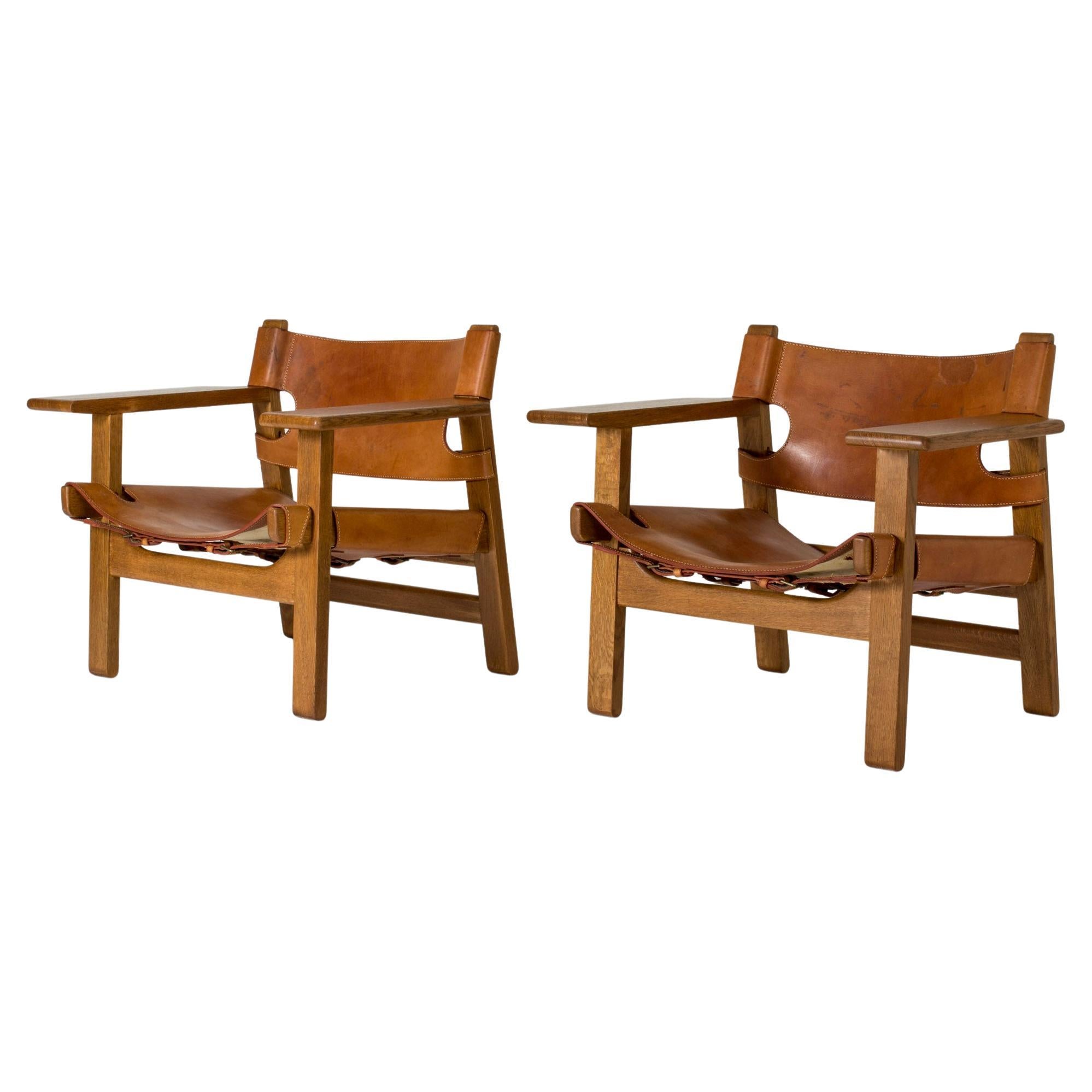 Vintage Midcentury "Spanish Chairs" by Børge Mogensen, Denmark, 1960s For Sale