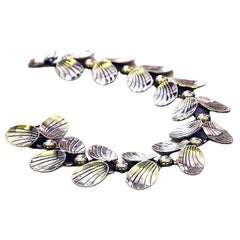 Vintage midcentury Sterling silver leaf bracelet by Alton 1958