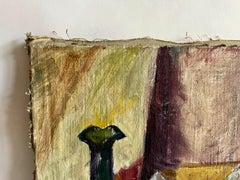 Vintage Midcentury Still Life Oil Painting on Canvas After the Party