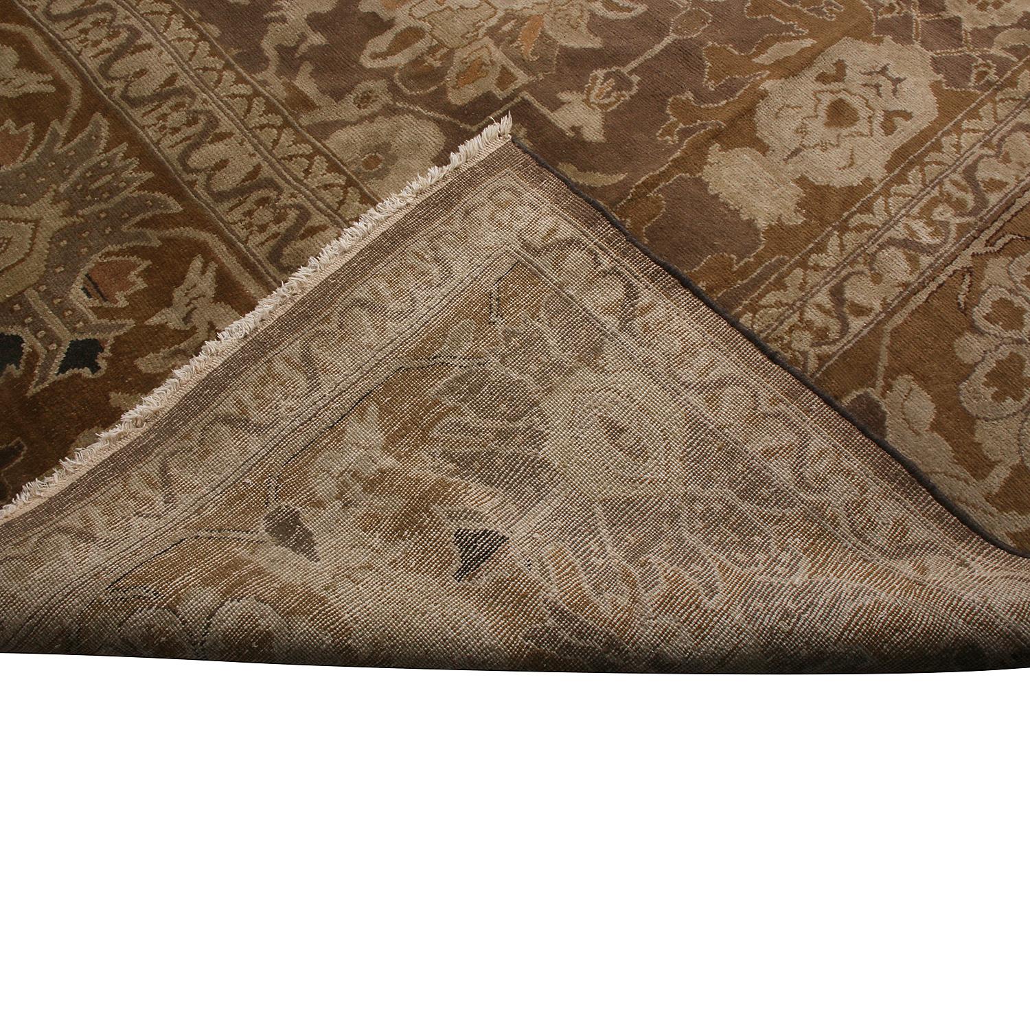 Vintage Midcentury Sultanabad Beige-Brown Wool Persian Rug by Rug & Kilim For Sale 2