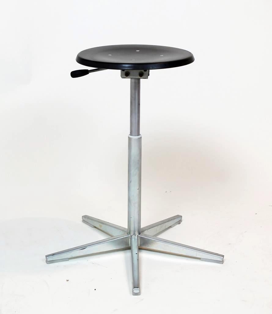 Mid-Century Modern Vintage Midcentury Swiss Made Height Adjustable Swivel Stool by Embru For Sale