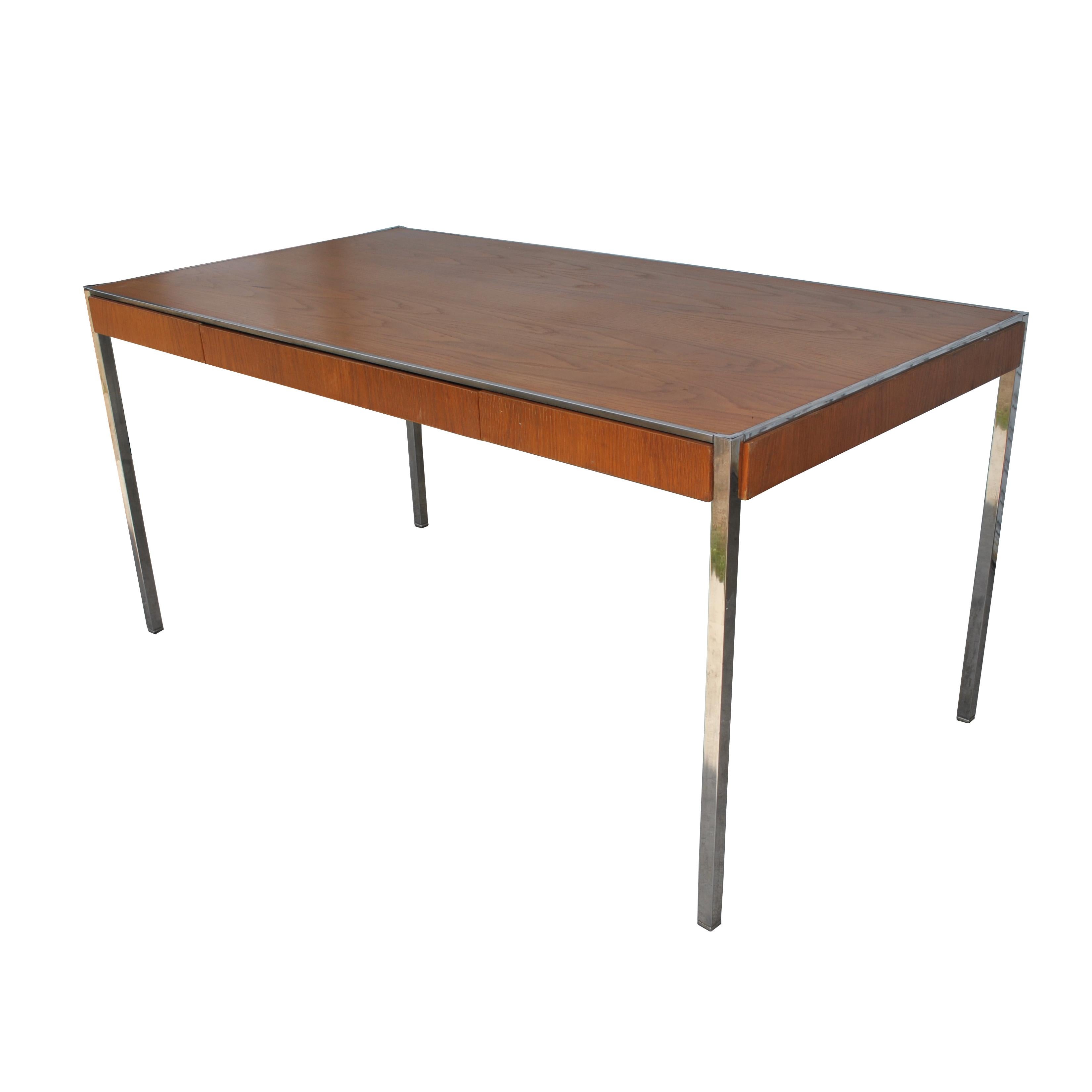 Mid-Century Modern Vintage Midcentury Table Desk Oak Chrome by Davis Allen