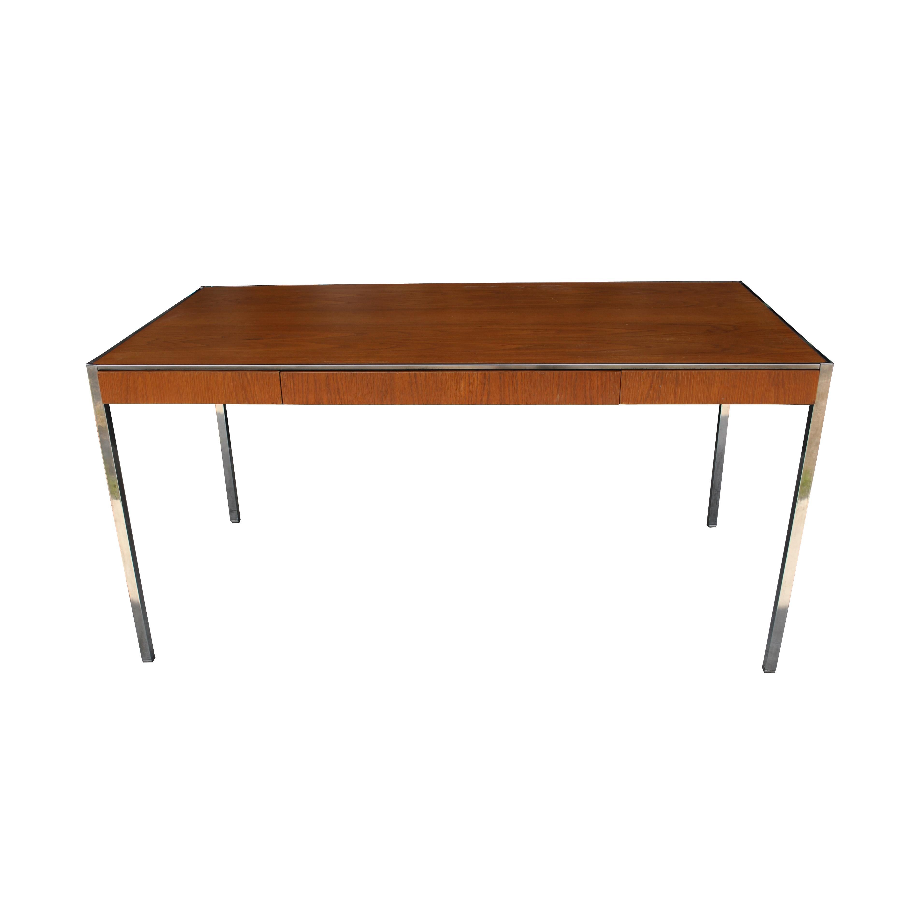 American Vintage Midcentury Table Desk Oak Chrome by Davis Allen