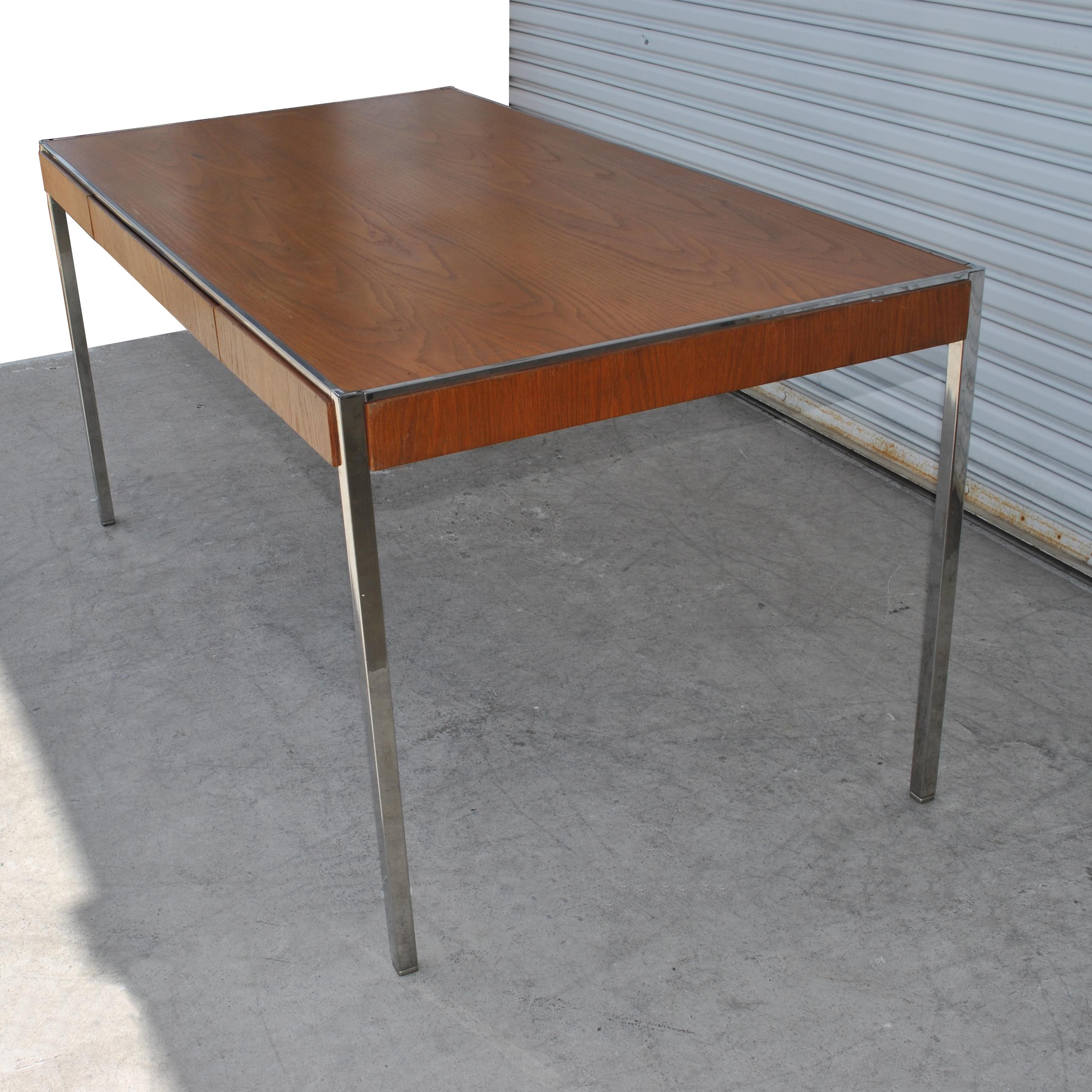 20th Century Vintage Midcentury Table Desk Oak Chrome by Davis Allen
