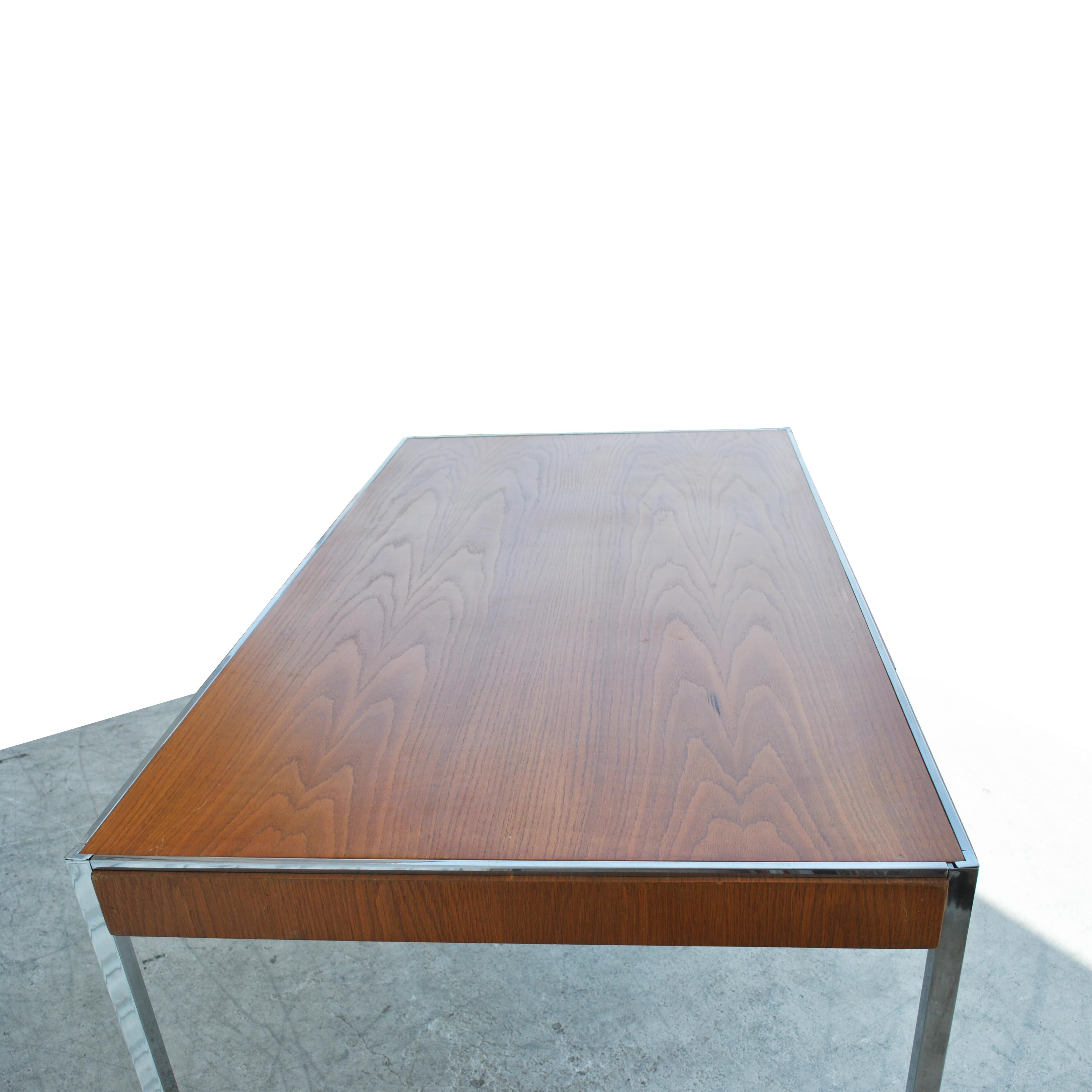 Vintage Midcentury Table Desk Oak Chrome by Davis Allen 1