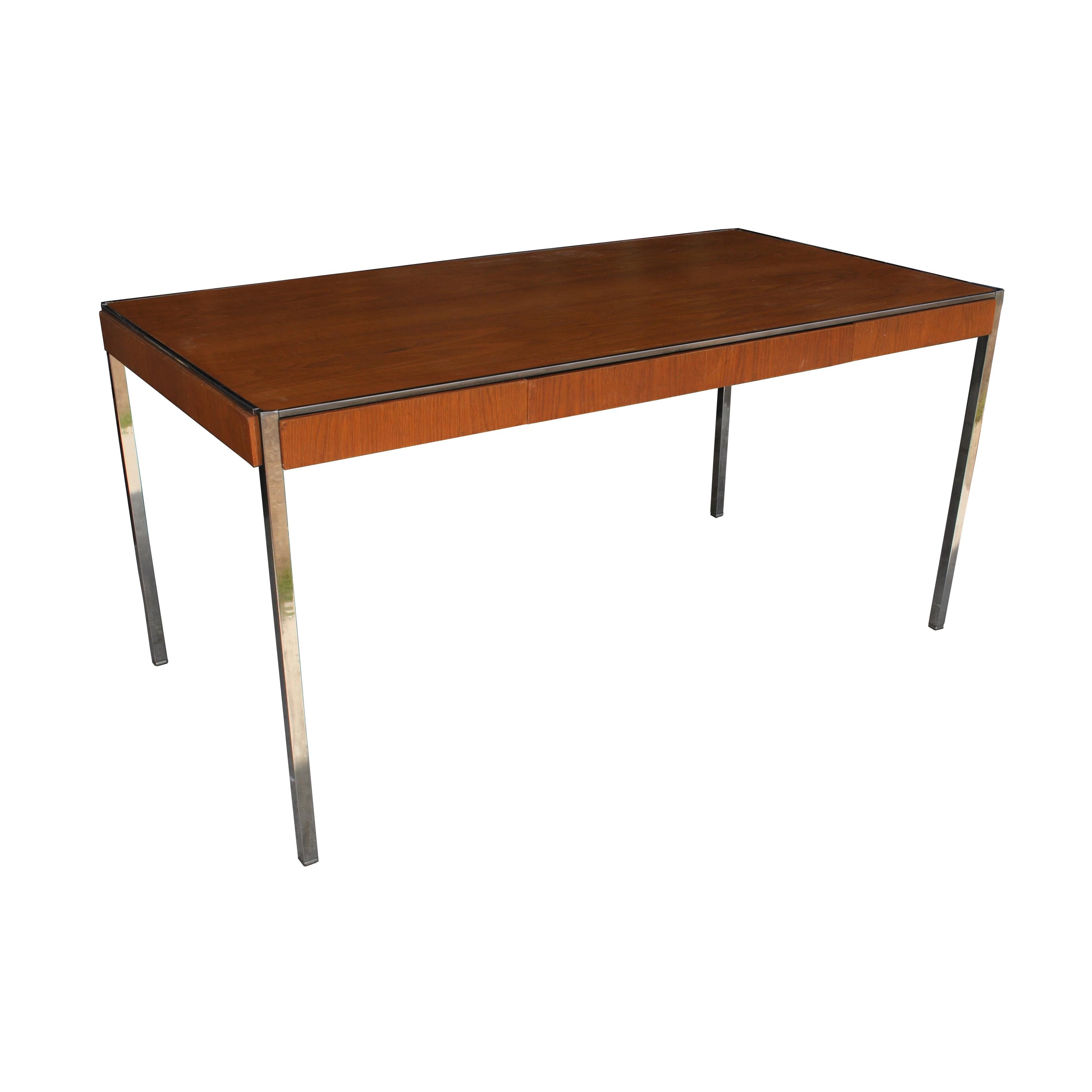 Vintage Midcentury Table Desk Oak Chrome by Davis Allen