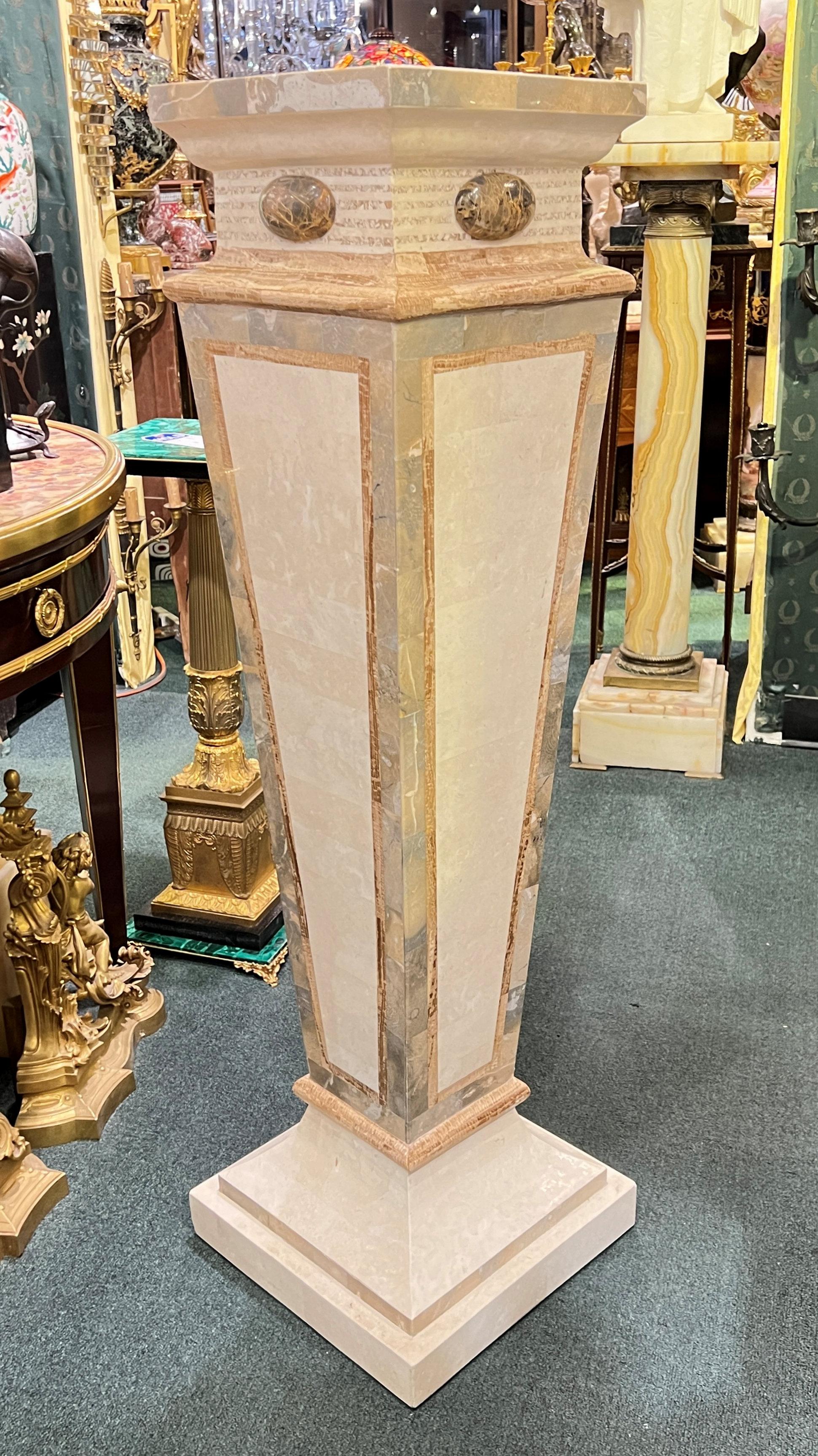 Vintage Mid-Century Tessellated Pedestal (piédestal tessellé) en vente 3