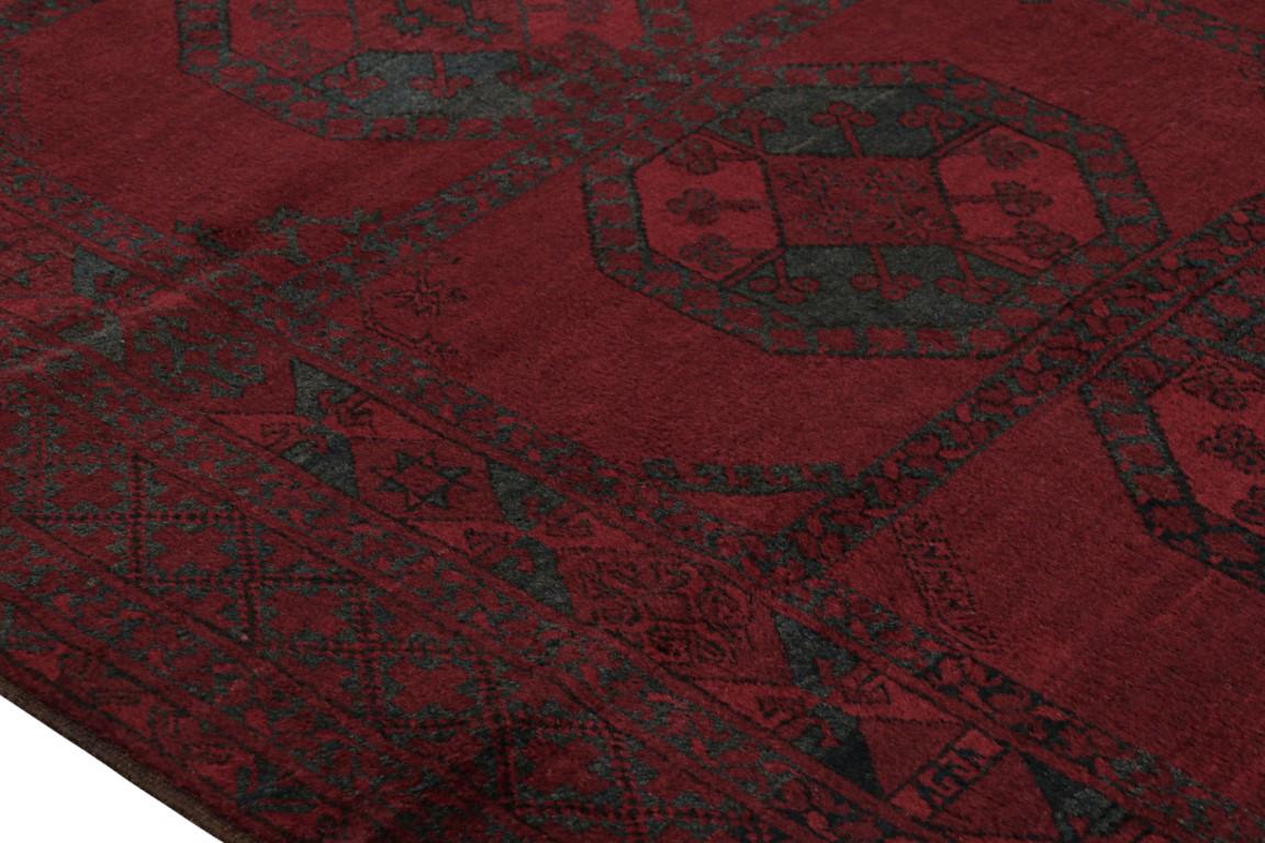 Vintage Midcentury Traditional in Wool Red and Blue Geometric Rug by Rug & Kilim In Good Condition For Sale In Long Island City, NY
