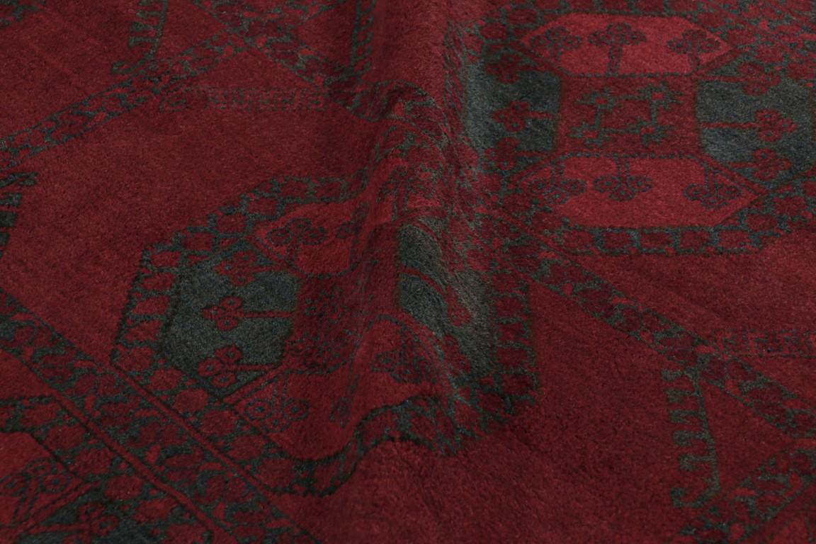 Mid-20th Century Vintage Midcentury Traditional in Wool Red and Blue Geometric Rug by Rug & Kilim For Sale