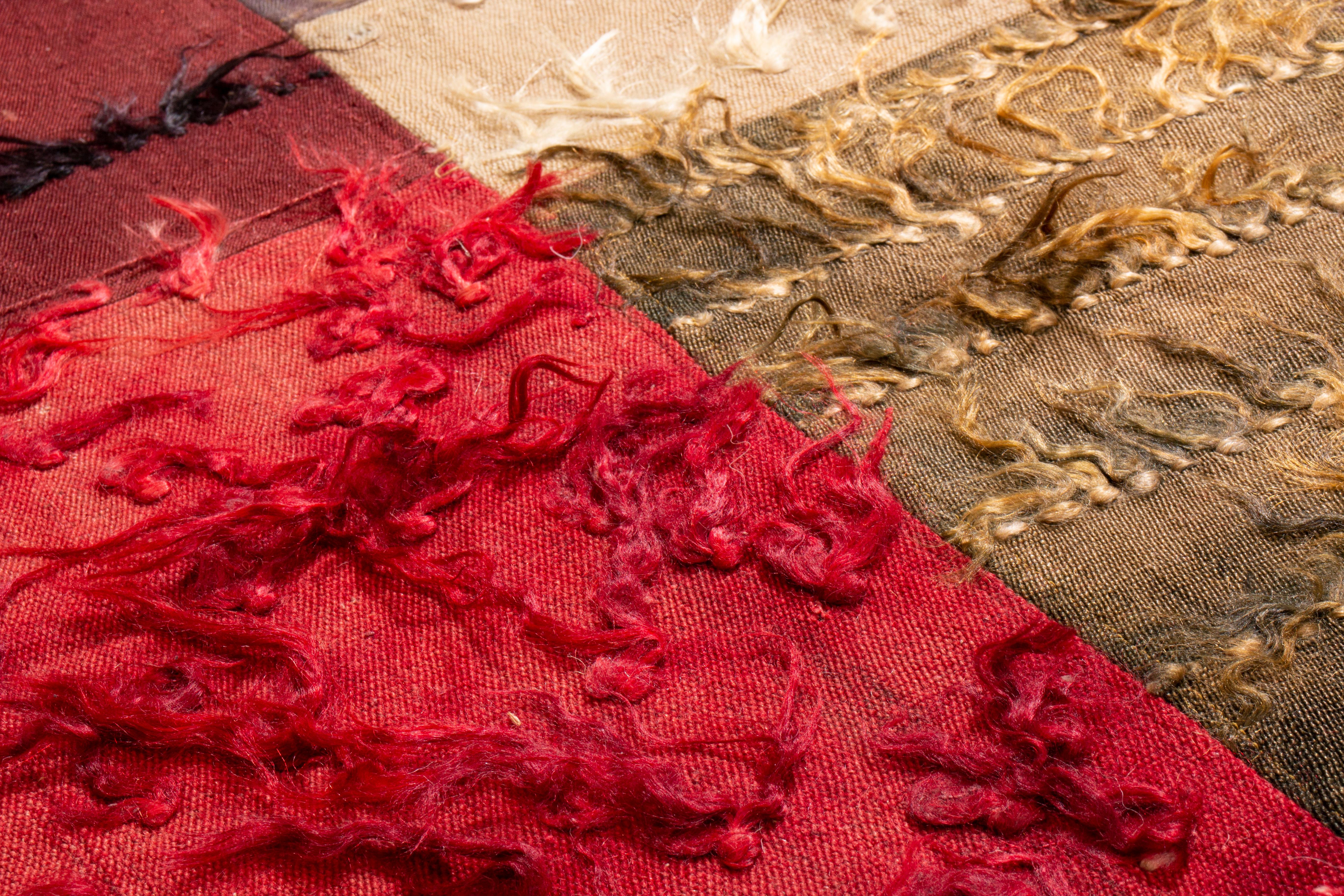 Turkish Vintage Midcentury Tulu Red and Multi-Color Wool Rug by Rug & Kilim For Sale