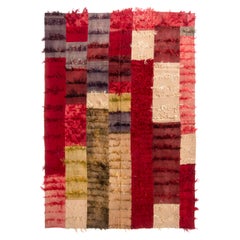 Vintage Midcentury Tulu Red and Multi-Color Wool Rug