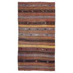 Kilim turco vintage de lana Jijim de mediados de siglo 5'7''x10'4''
