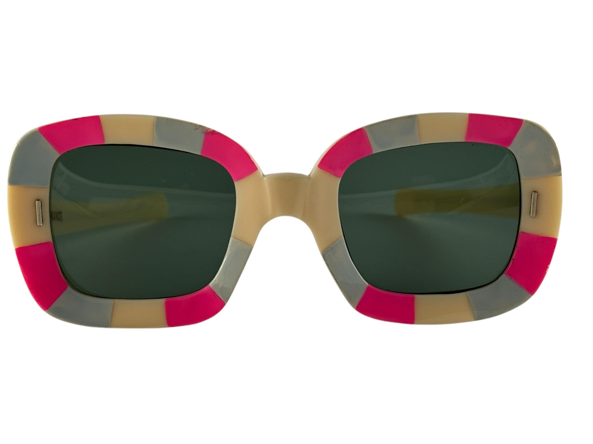 Vintage Midcentury TV Frame Vibrant Multicolor Sunglasses 1960'S For Sale 2