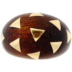 Vintage Midcentury Van Cleef & Arpels 18 Karat Gold Wood Bombe Ring