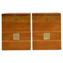 Comodini a fascia in legno di radica Van Leigh, vintage, metà del secolo scorso - Una coppia