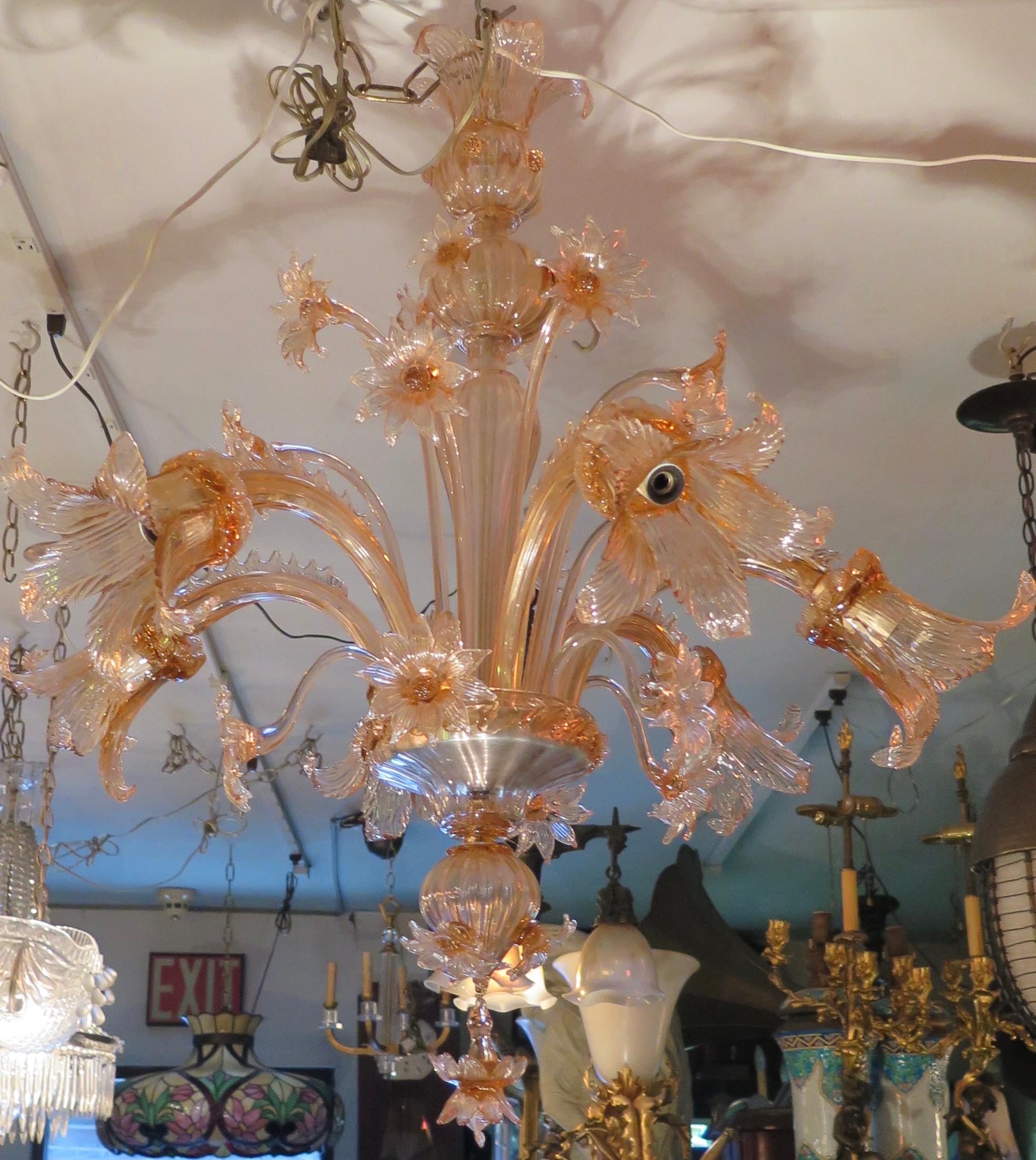 Vintage Midcentury Venetian or Murano Glass Chandelier 13