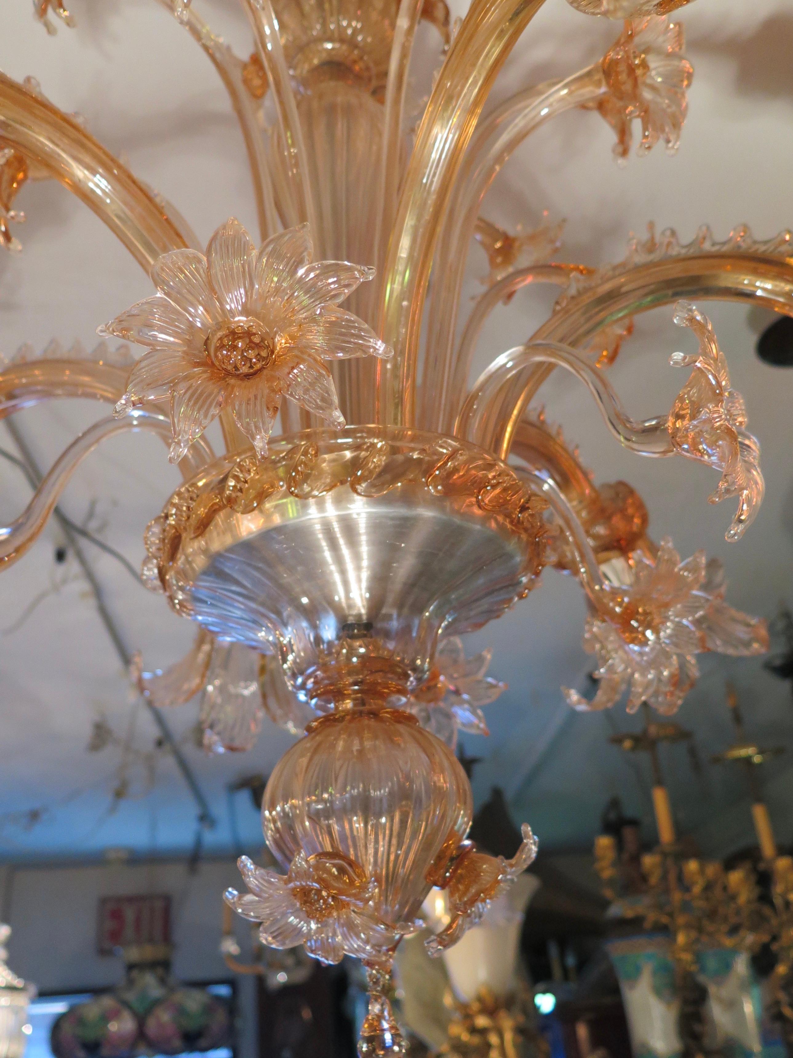 Vintage Midcentury Venetian or Murano Glass Chandelier 14