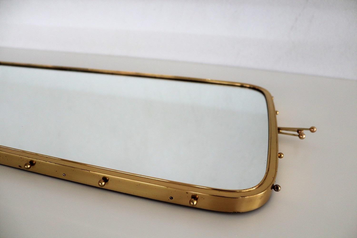 Vintage Midcentury Wall Mirror with Brass Frame, 1970s 4