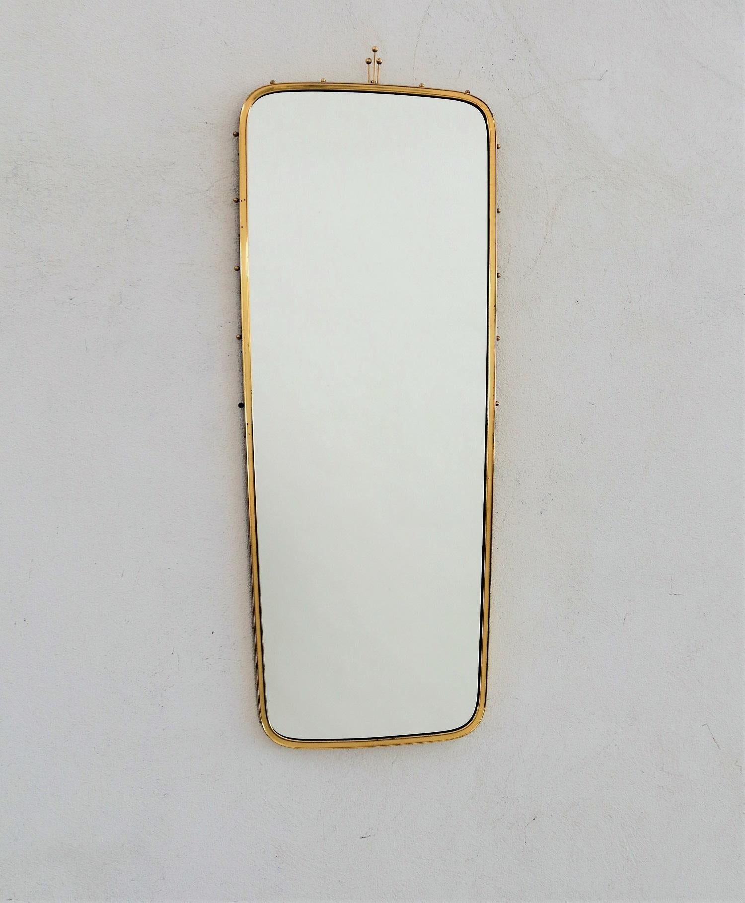 Vintage Midcentury Wall Mirror with Brass Frame, 1970s 6