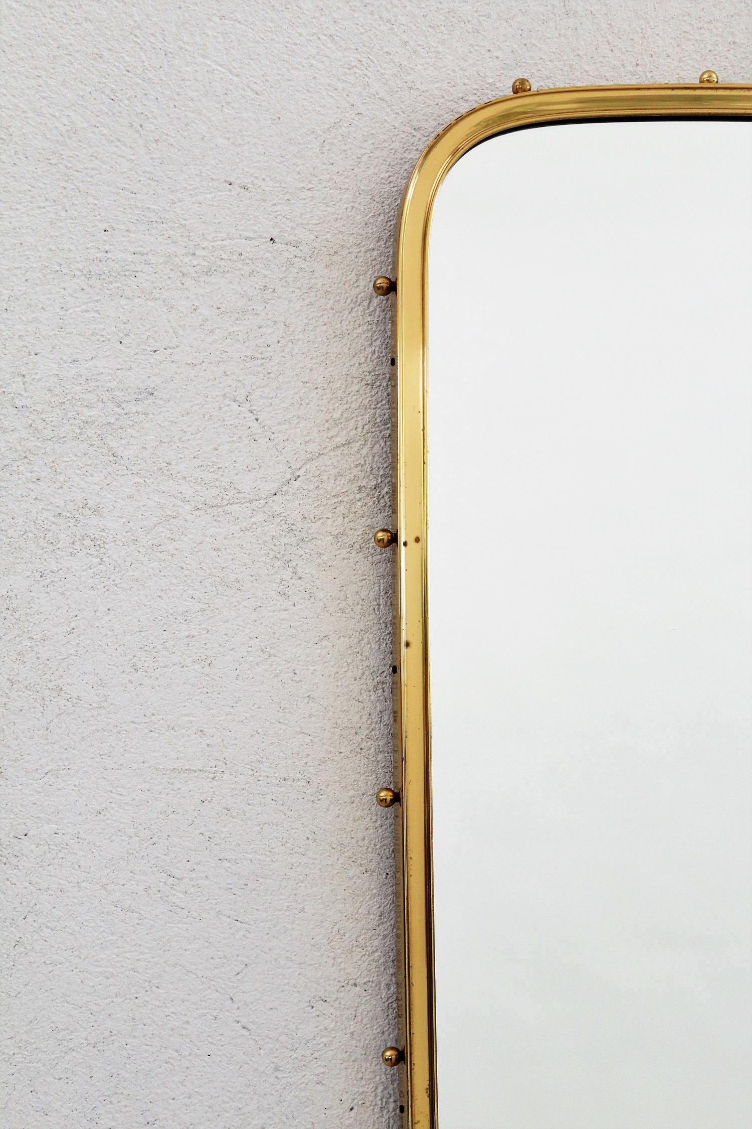 Vintage Midcentury Wall Mirror with Brass Frame, 1970s 9