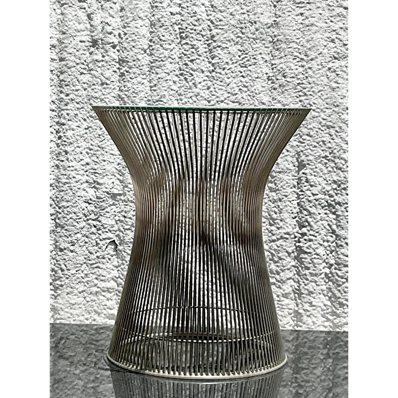 Vintage Mid-Century Warren Platner for Knoll Wire Side Table In Good Condition In west palm beach, FL