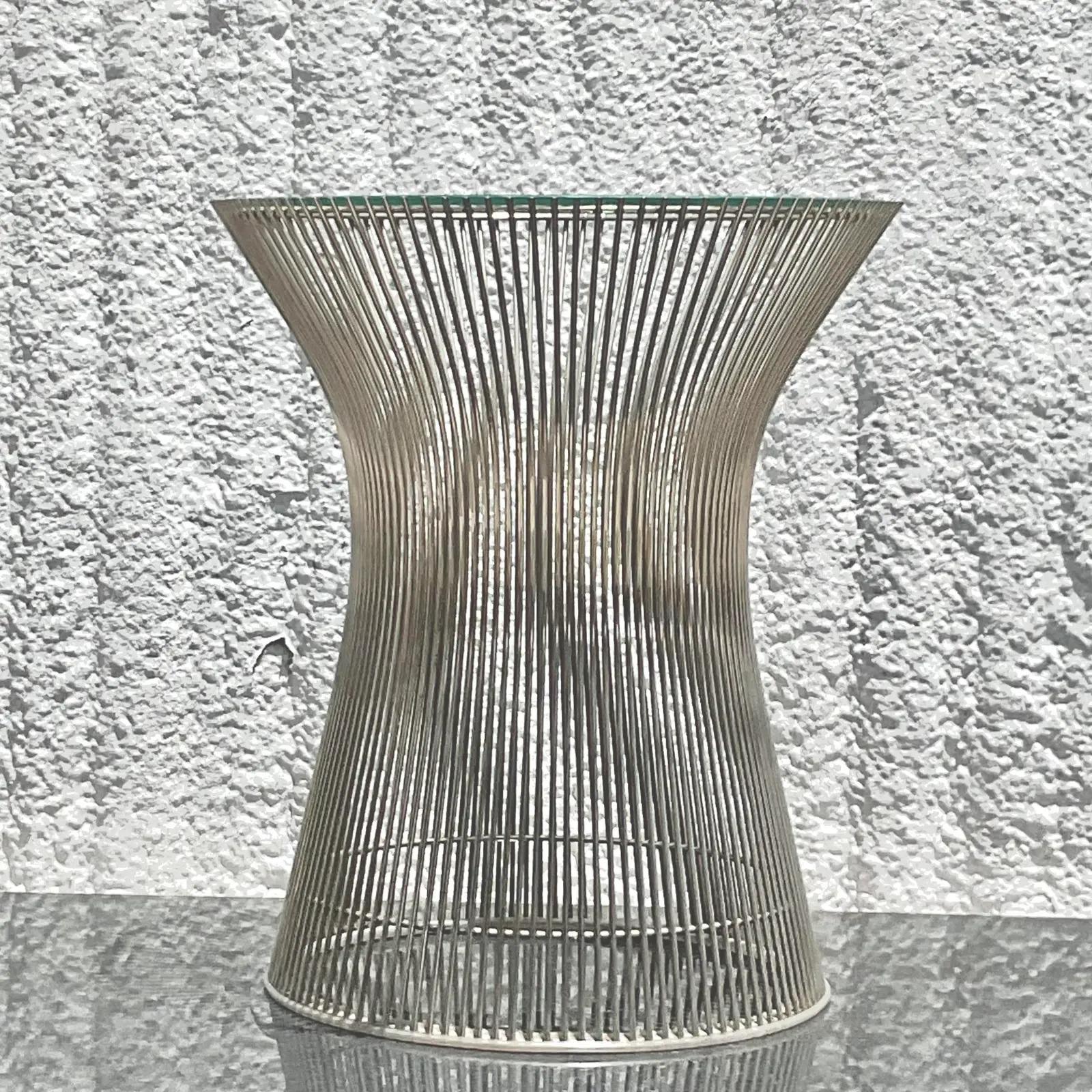 Glass Vintage Mid-Century Warren Platner for Knoll Wire Side Table