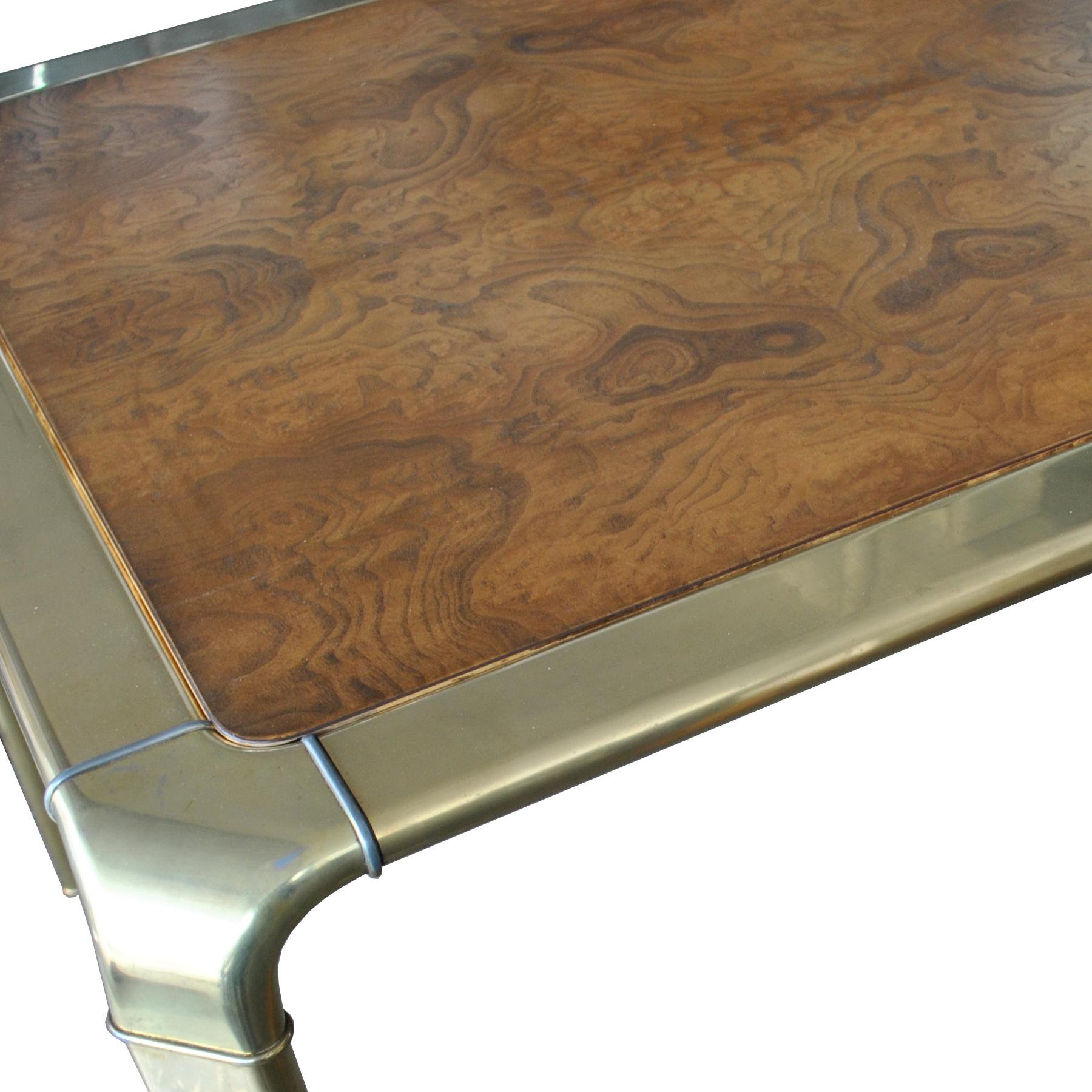Mid-Century Modern Vintage Midcentury Widdicomb Brass and Burl Wood Dining Table For Sale