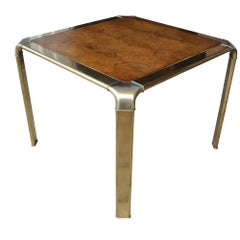 Used Midcentury Widdicomb Brass and Burl Wood Dining Table