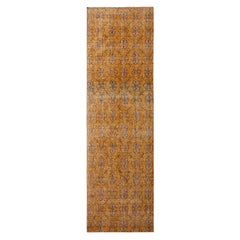 Retro Midcentury Yellow Wool Runner with Black White Accents by Rug & Kilim