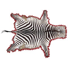 Vintage Midcentury Zebra Hide with Red Trim