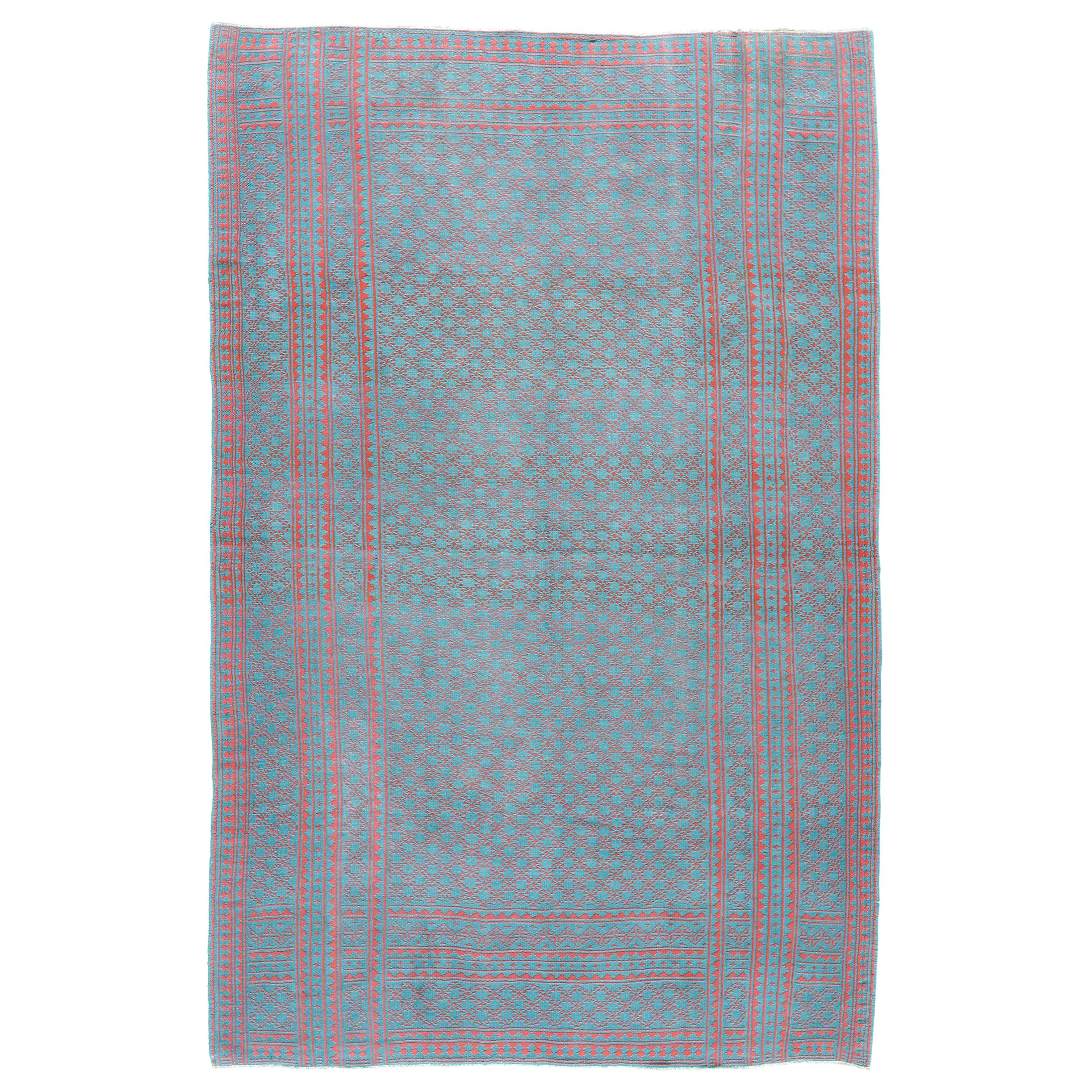 Vintage Midcentury Zeillu Flat-Weave Rug For Sale
