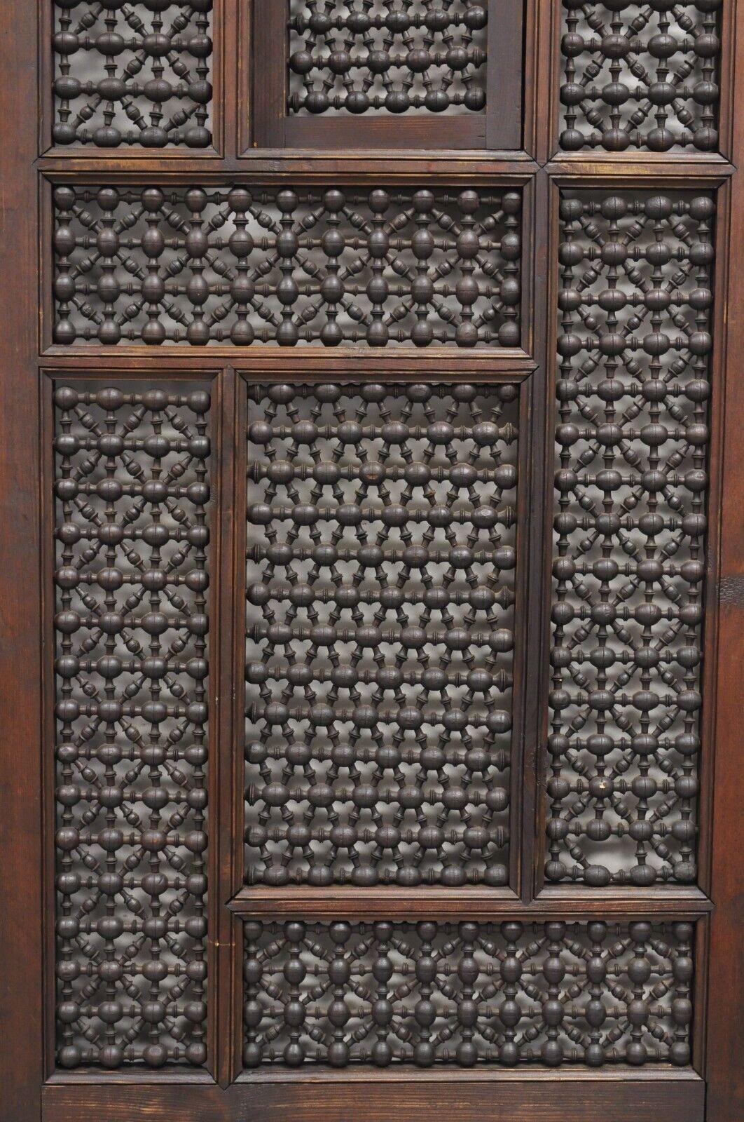 Vintage Middle Eastern 3 Panel Mashrabiya Lattice Folding Screen Room Divider For Sale 5