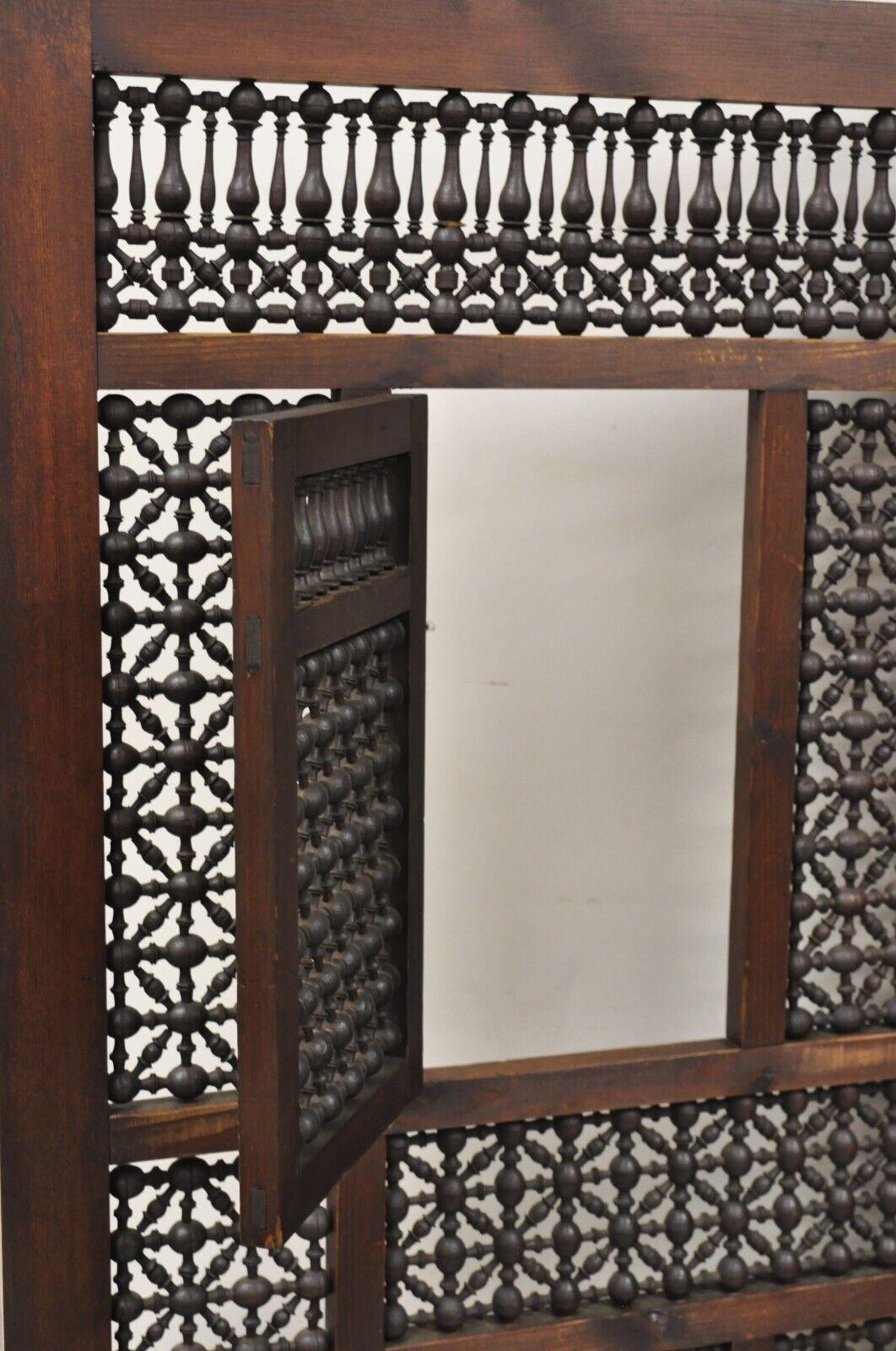20th Century Vintage Middle Eastern 3 Panel Mashrabiya Lattice Folding Screen Room Divider For Sale