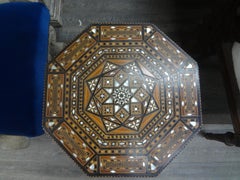 Vintage Middle Eastern Arabesque Style Inlaid Octagonal Table