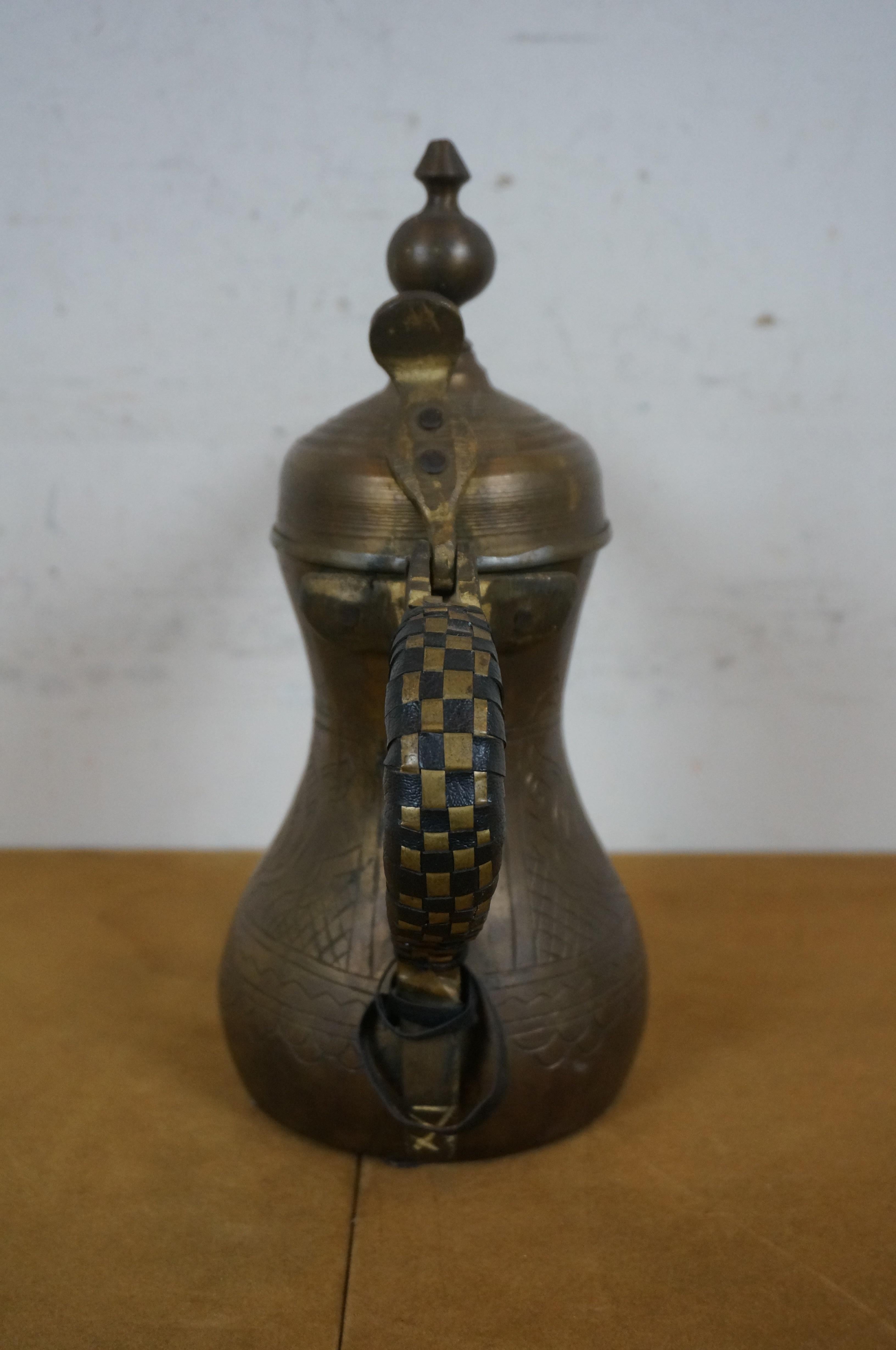Vintage Middle Eastern Arabic Brass Dallah Bedouin Tea Coffee Pot 12