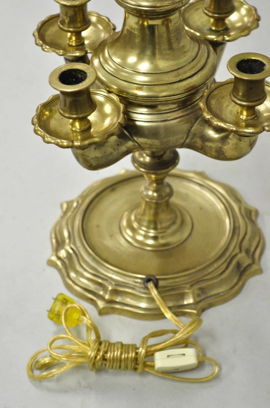 Vintage Middle Eastern Brass Genie Oil Lamp Candelabra Table Lamp w/ Shade en vente 3