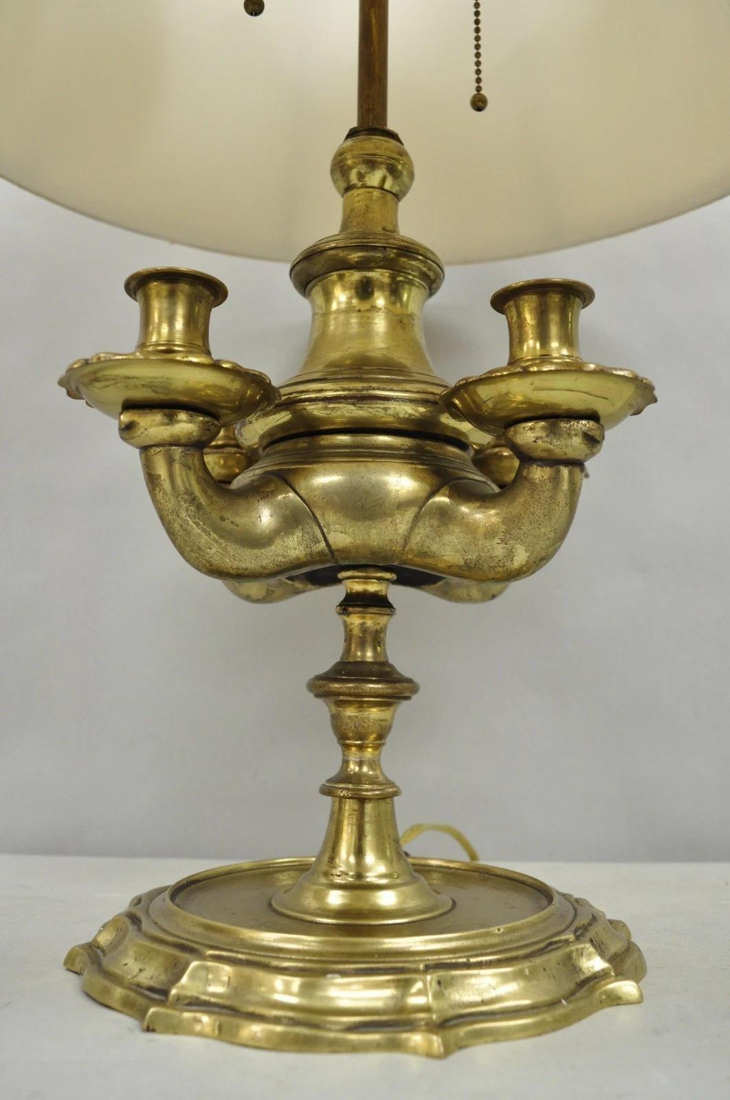 Vintage Middle Eastern Brass Genie Oil Lamp Candelabra Table Lamp w/ Shade en vente 5