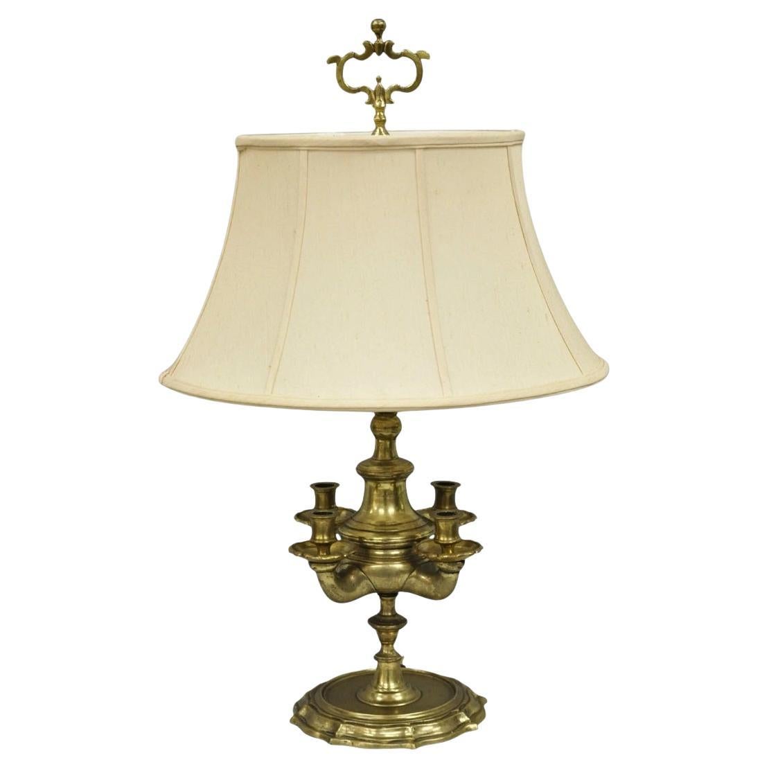 Vintage Middle Eastern Brass Genie Oil Lamp Candelabra Table Lamp w/ Shade en vente