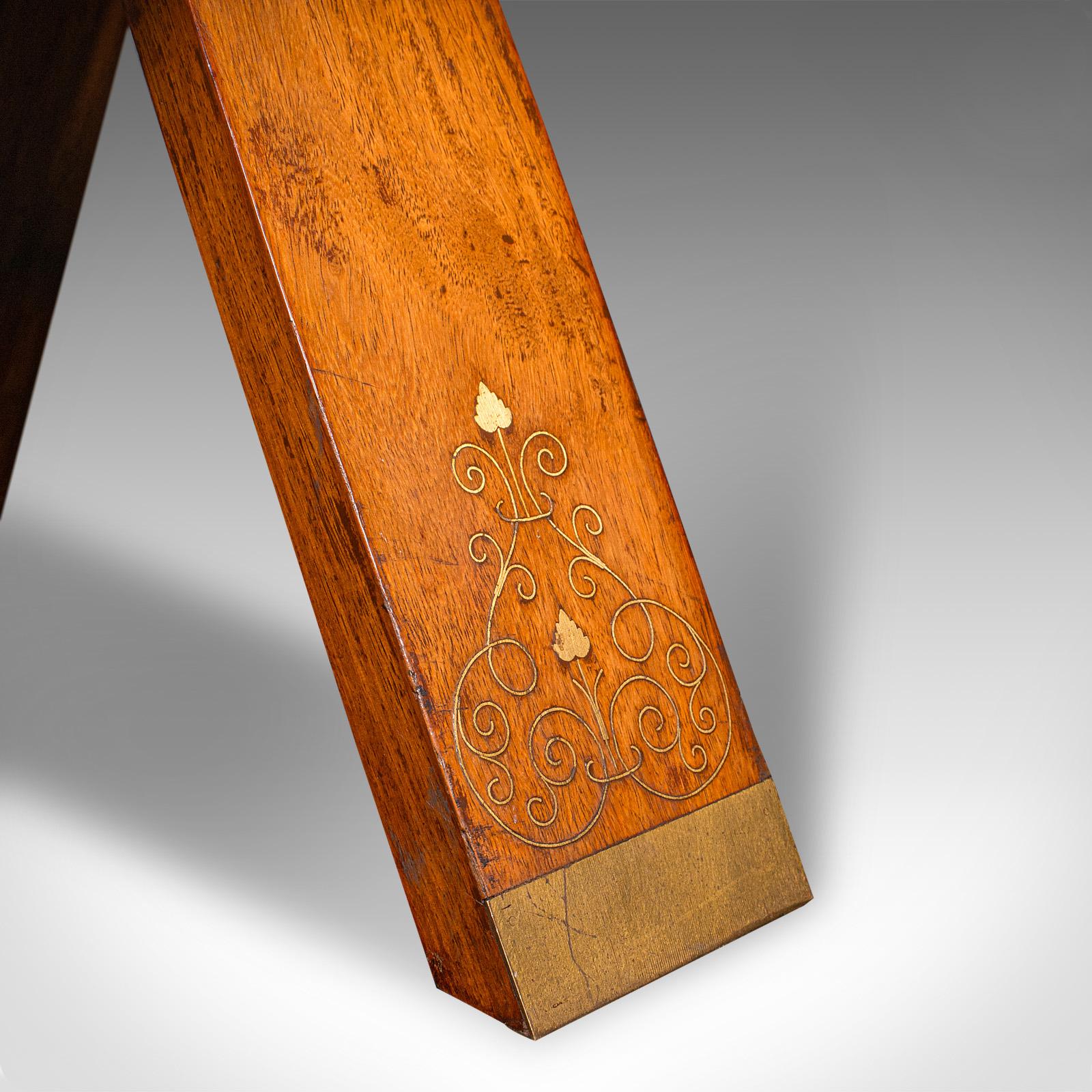 Vintage Middle Eastern Camel Seat, Walnut, Leather, Hall Rest, Footstool, C.1960 3