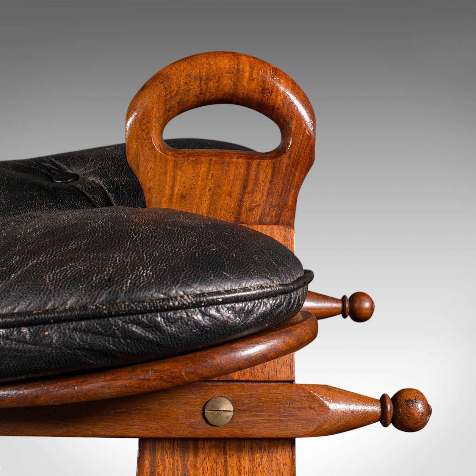 Vintage Middle Eastern Camel Seat, Walnut, Leather, Hall Rest, Footstool, C.1960 2