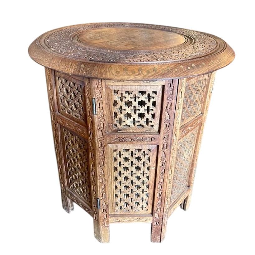 Vintage Middle-Eastern Carved Side Table