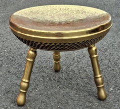 Vintage Middle Eastern Etched and Polished Brass Foot Warmer / Footstool