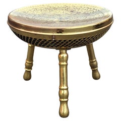 Vintage Middle Eastern Etched and Polished Brass Foot Warmer / Footstool