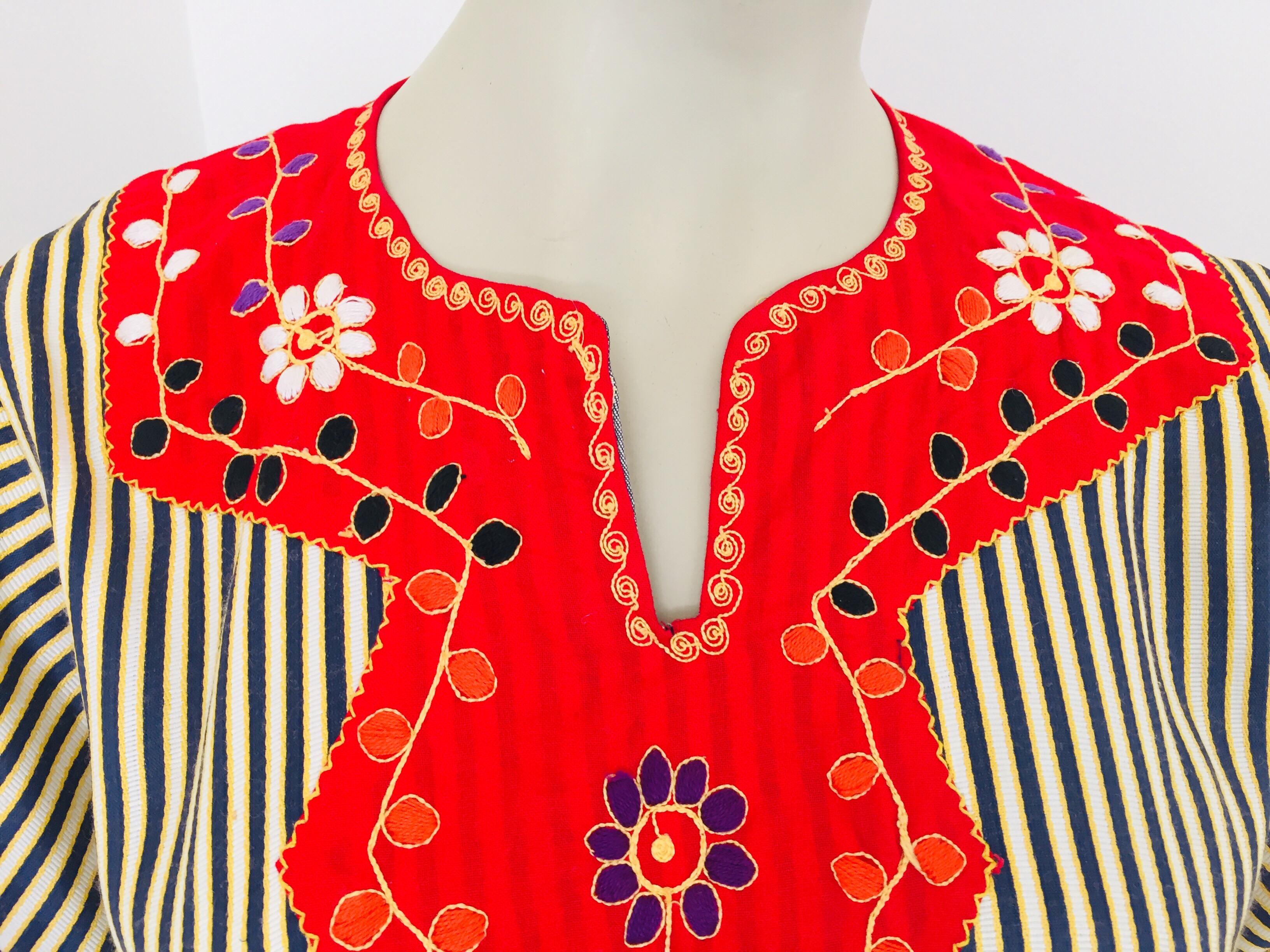 Brocade Vintage Middle Eastern Ethnic Caftan Moroccan Kaftan Maxi Dress For Sale
